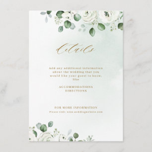 Cartão De Informações Casamento floral floral branco Eucalyptus