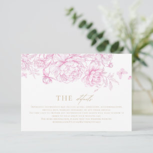 Cartão De Informações Casamento Floral Francês Clássico Elegante