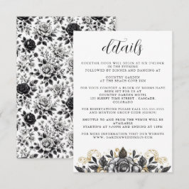 Cartão De Informações Casamento Floral Glamour Vintage