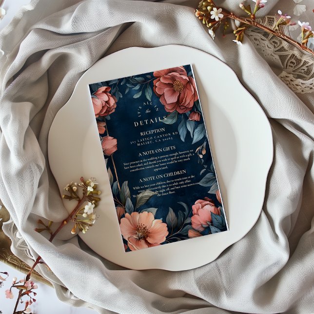 Cartão De Informações Casamento Floral Gothic Moody (Criador carregado)