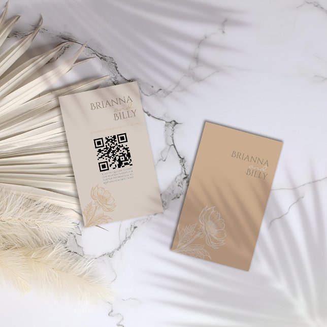 Cartão De Informações Casamento Floral Mínimo Terrestre (Criador carregado)