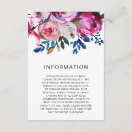 Cartão De Informações Casamento Floral Moderno Brilhante, Rosa-Rosa, Bri