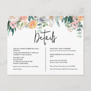 Cartão De Informações Casamento Floral Outonal de Terracota e Laranja Rú