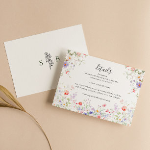 Cartão De Informações Casamento Floral Pastel de Jardim de Primavera em