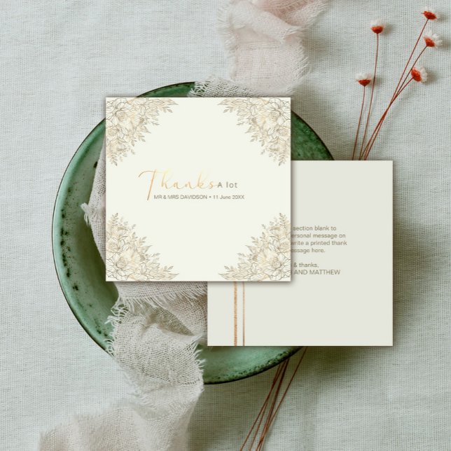 Cartão De Informações Casamento Floral Romântico Rsvp | Script Obrigado (Romantic Floral Wedding Rsvp | Script Thank You #decorationgold #cornerdecorative #beigeandgold)