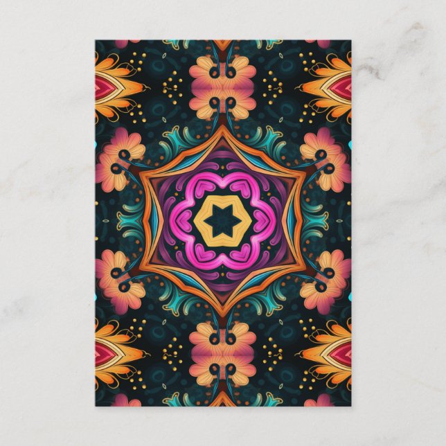 Cartão De Informações Casamento Floral Rosa Paisley (Frente)