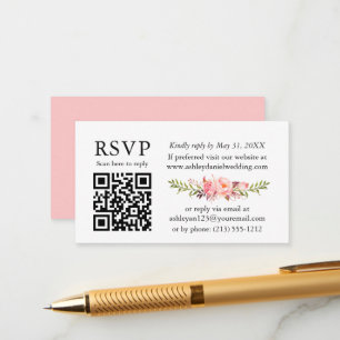 Cartão De Informações Casamento Floral RSVP de Casamento Floral Cor-de-C