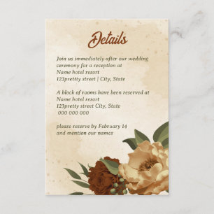 Cartão De Informações casamento floral russo de terracotta