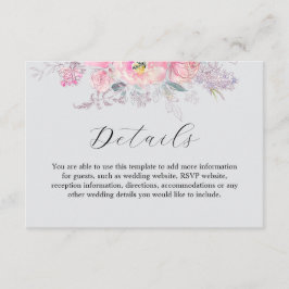 Cartão De Informações Casamento Floral Rustic Blush Pink Watercolor
