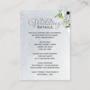 Cartão De Informações Casamento Floral Rustic Watercolor Dusty Blue Natu