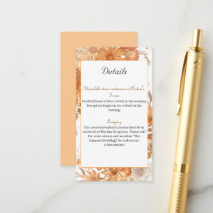 Cartão De Informações Casamento Floral Rústico Aquarela de Outono