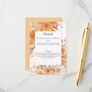 Cartão De Informações Casamento Floral Rústico Aquarela de Outono