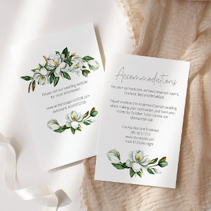 Cartão De Informações Casamento Floral Rústico de Magnólia Branca