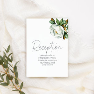 Cartão De Informações Casamento Floral Rústico Magnólia Branca