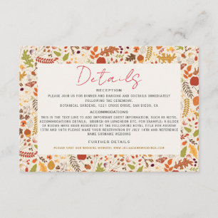Cartão De Informações Casamento Floral Rústico Seco Boêmio Outono