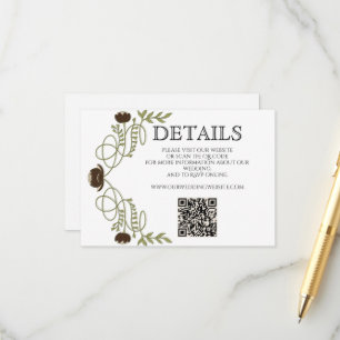 Cartão De Informações Casamento Floral Vintage Café Expresso Art Nouveau