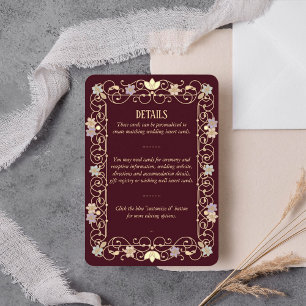Cartão De Informações Casamento Floral Vintage Elegante Rococó Revival
