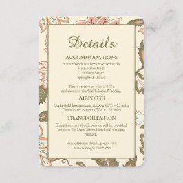 Cartão De Informações Casamento Floral Vintage Viagem & Hospedagem