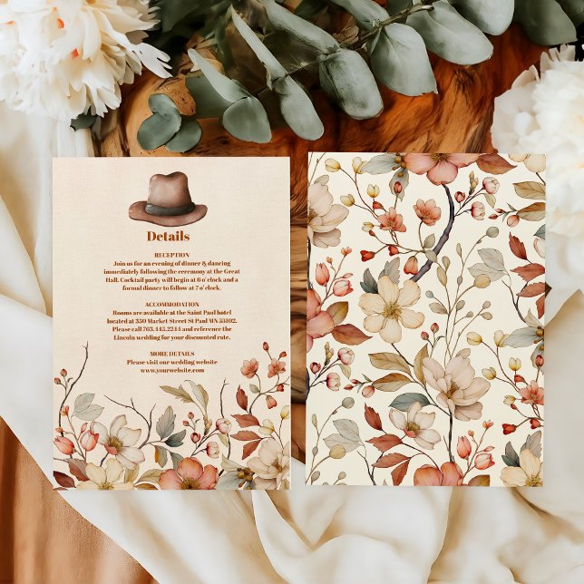 Cartão De Informações Casamento Floral Western Cowboys (Criador carregado)