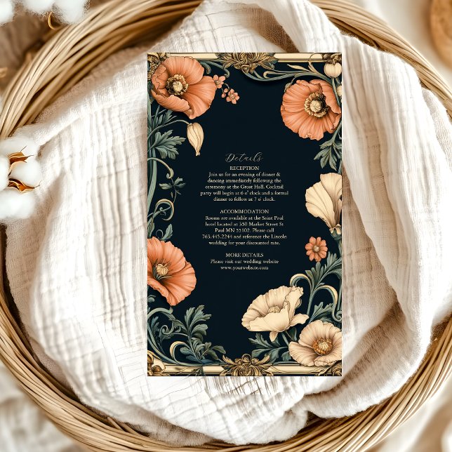 Cartão De Informações Casamento Floral Whimsical Casamento Vitoriano Rea (Criador carregado)