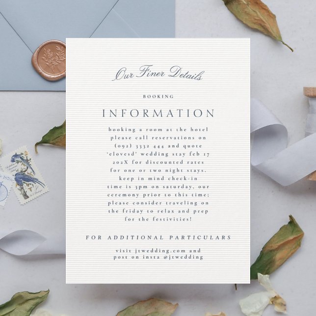 Cartão De Informações Casamento Formal Clássico do Marinho Elegante (Criador carregado)