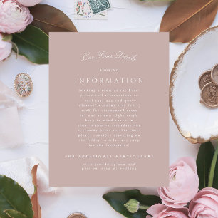Cartão De Informações Casamento Formal Clássico Elegante Rosa Bege