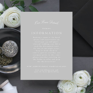 Cartão De Informações Casamento Formal De Cinzas Elegantes Clássicas