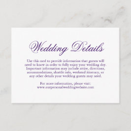 Cartão De Informações Casamento Formal De Roxo Tradicional