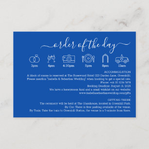 Cartão De Informações Casamento Formal Detalhe Azul Cobalto Ordem do Dia
