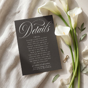 Cartão De Informações Casamento Formal Elegante Caligrafia Gravata Borbo