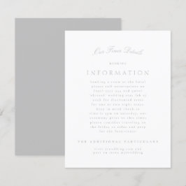 Cartão De Informações Casamento Formal Elegante Clássico de Cinzas Leves
