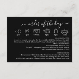 Cartão De Informações Casamento Formal Preto Detalhes Ordem Do Dia