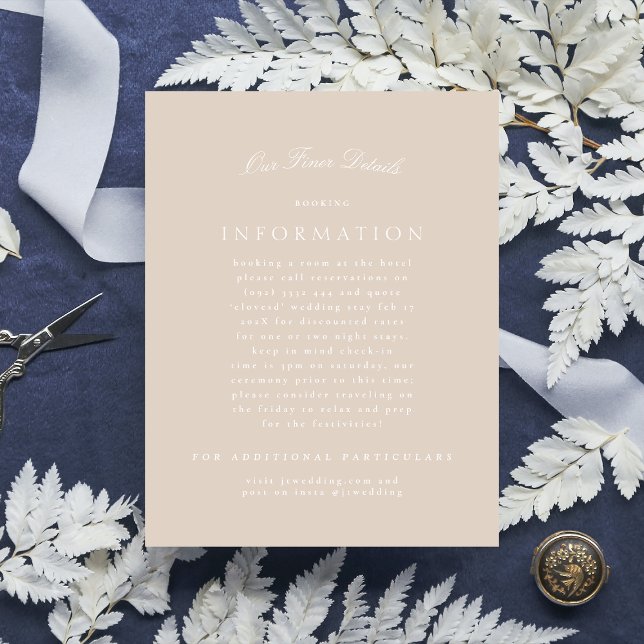 Cartão De Informações Casamento Formal Rosa-Espelho Clássico Elegante (Criador carregado)