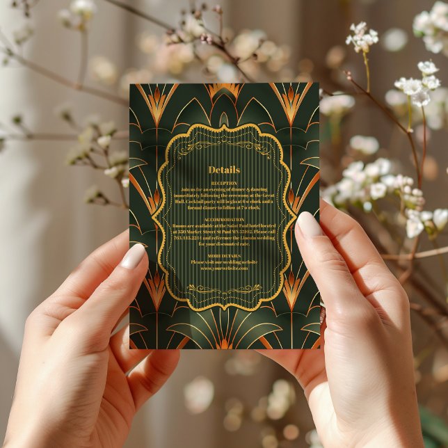 Cartão De Informações Casamento Geométrico Deco Elegante (Criador carregado)