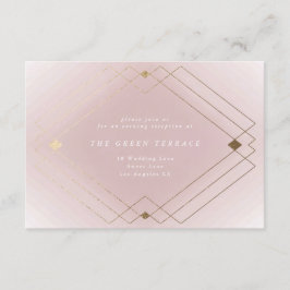 Cartão De Informações Casamento Geométrico Deco Gatsby Dourado Rosa-Rosa