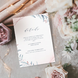 Cartão De Informações Casamento Geométrico rosa Dourado Dusty Blue Green