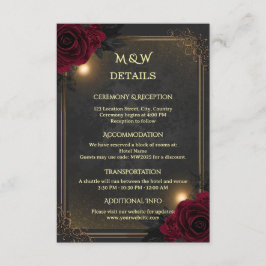 Cartão De Informações Casamento Glam Goth Luxuoso e Elegante