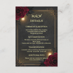Cartão De Informações Casamento Glam Goth Luxuoso e Elegante