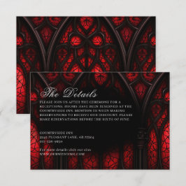Cartão De Informações Casamento Gótico da Catedral Vermelha e Negra Eleg