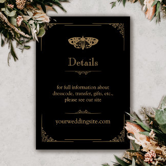 Cartão De Informações Casamento Gótico Elegante da Moth Vitoriana