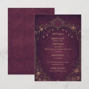 Cartão De Informações Casamento gótico elegante de halloween