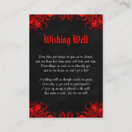Cartão De Informações Casamento Gótico Preto Vermelho Floral Gothic Wish