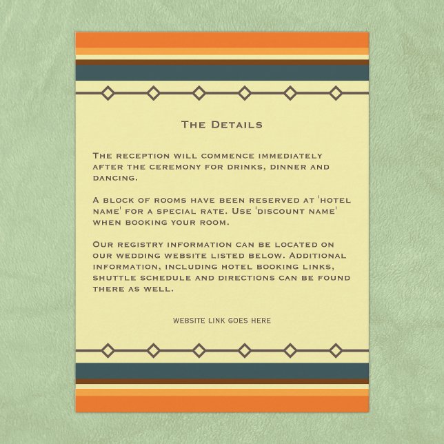 Cartão De Informações Casamento Inspirado Moderno do Médio Retro (Criador carregado)