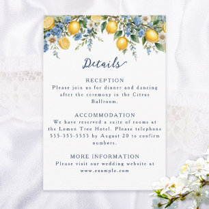 Cartão De Informações Casamento Italiano Elegante Arco de Limão Amalfi P