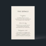 Cartão De Informações Casamento Juvenil Moderno<br><div class="desc">Cartão moderno de cerimônia de núpcias com design simples e mínima com os cabeçalhos em um roteiro manuscrito contemporâneo. As costas têm o seu monograma. A paleta de cores é creme e pode ser alterada na ferramenta de edição de design. Esta design contemporânea funciona bem para qualquer estilo de casamento....</div>