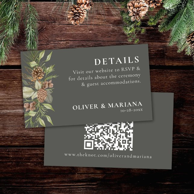 Cartão De Informações Casamento Legante de Cinzas de Pinheiros de invern (Criador carregado)