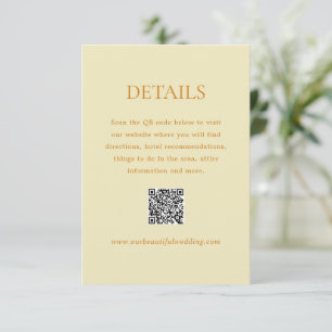 Cartão De Informações Casamento Legante do Código QR Amarelo da Manteiga