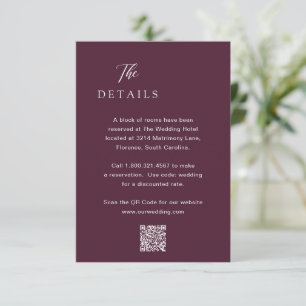 Cartão De Informações Casamento Legante do Código QR Roxo Clássico