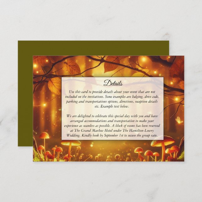 Cartão De Informações Casamento Mágico de Fairytale Forest (Frente/Verso)