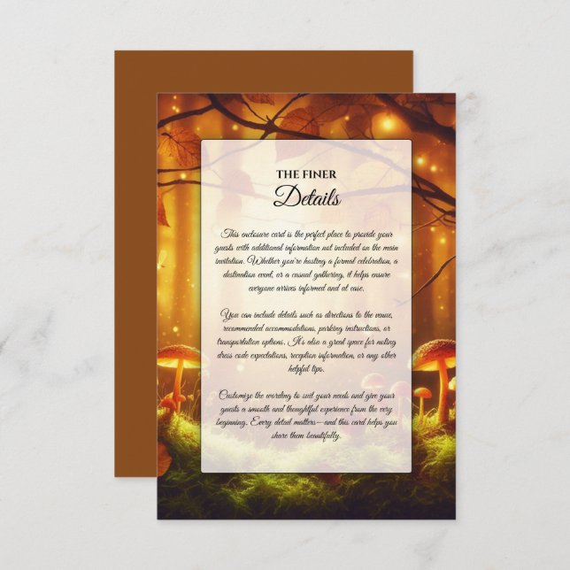 Cartão De Informações Casamento Mágico de Fairytale Forest (Frente/Verso)